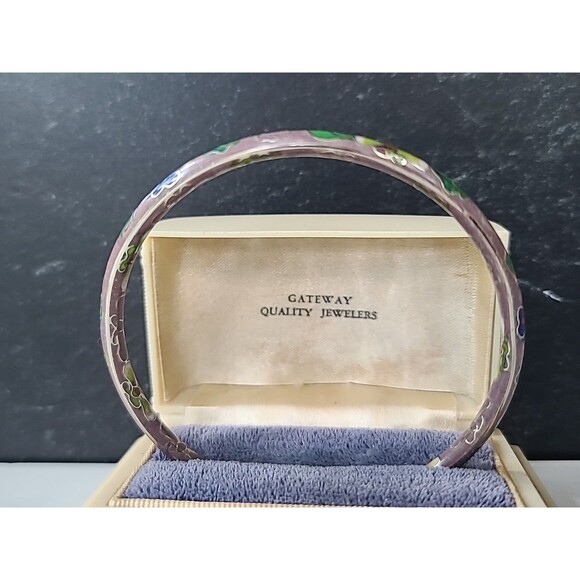 Cloisonne Floral Enamel Bangle Bracelet Vintage - Picture 7 of 10